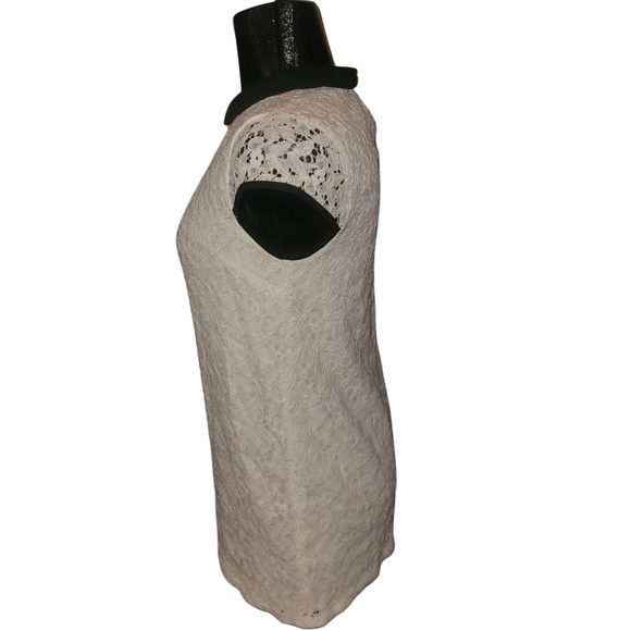 Monteau white lace overlay mini dress with black collar Sz.M - Picture 5 of 7